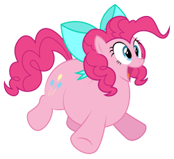 Size: 3332x3033 | Tagged: safe, artist:aleximusprime, edit, character:pinkie pie, species:pony, bow, chubbie pie, chubby, cute, diapinkes, excited, fat, female, flurry heart's story, jumping, open mouth, plump, pudgy pie, simple background, solo, transparent background, vector, vector edit