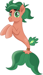 Size: 858x1500 | Tagged: safe, artist:cloudyglow, character:timber spruce, species:seapony (g4), cute, fins, green eyes, hooves, looking at you, movie accurate, seaponified, seapony timber spruce, simple background, smiling, species swap, tail, timberbetes, transparent background