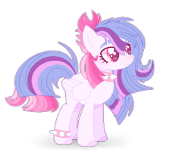 Size: 482x431 | Tagged: safe, artist:6-fingers-lover, artist:selenaede, base used, oc, oc only, oc:heartbeat, parent:rainbow dash, parent:twilight sparkle, parents:twidash, species:pegasus, species:pony, choker, female, magical lesbian spawn, mare, offspring, simple background, solo, spiked choker, transparent background