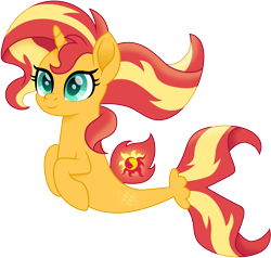 Size: 1575x1500 | Tagged: safe, artist:cloudyglow, character:sunset shimmer, species:seapony (g4), my little pony: the movie (2017), spoiler:my little pony the movie, female, not fiery shimmer, seaponified, seapony sunset, simple background, smiling, solo, species swap, transparent background