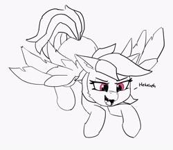 Size: 3464x2993 | Tagged: safe, artist:pabbley, character:evil pie hater dash, character:rainbow dash, species:pegasus, species:pony, episode:secrets and pies, g4, my little pony: friendship is magic, adorapiehater, cute, dashabetes, dawwww, evil grin, fangs, female, giggling, grin, hnnng, imminent snuggles, laughing, mare, monochrome, neo noir, open mouth, pabbley is trying to murder us, partial color, smiling, solo, spread wings, wings