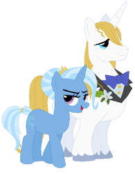 Size: 468x601 | Tagged: safe, artist:selenaede, artist:theturtleteen, character:prince blueblood, character:trixie, species:pony, ship:bluetrix, female, male, shipping, straight