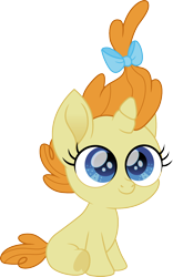 Size: 934x1500 | Tagged: safe, artist:cloudyglow, character:pumpkin cake, species:pony, species:unicorn, baby, baby pony, cute, eye lashes, female, hooves, pumpkinbetes, simple background, smiling, transparent background