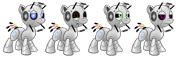 Size: 1024x337 | Tagged: safe, artist:aleximusprime, species:pony, crossover, fact core, ponified, portal (valve), portal 2, rick the adventure sphere, robot, robot pony, space core, wheatley