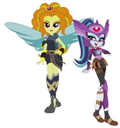 Size: 621x664 | Tagged: safe, artist:derrickmac1, artist:selenaede, base used, character:adagio dazzle, character:sonata dusk, my little pony:equestria girls, angel, angelic wings, barely eqg related, clothing, crossover, crown, dark pit, fighter, jewelry, kid icarus, kid icarus: uprising, laurel wreath, mask, nintendo, pit (kid icarus), regalia, sandals, shoes, wings
