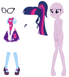 Size: 485x537 | Tagged: safe, artist:cathylility, artist:ra1nb0wk1tty, artist:selenaede, character:twilight sparkle, character:twilight sparkle (scitwi), species:eqg human, species:human, my little pony:equestria girls, base, clothing, glasses, high heels, shoes, socks, stockings, thigh highs