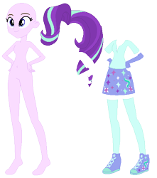 Size: 492x557 | Tagged: safe, artist:cathylility, artist:ra1nb0wk1tty, artist:selenaede, character:starlight glimmer, my little pony:equestria girls, alternate hairstyle, barbie doll anatomy, base, clothing, converse, fingerless gloves, gloves, shoes, sneakers, socks, stockings, thigh highs