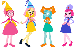 Size: 1047x682 | Tagged: safe, artist:meganthecutegirl1997, artist:selenaede, base used, species:human, my little pony:equestria girls, barely eqg related, cape, care bears, cheer bear, clothing, crossover, crown, dress, equestria girls style, equestria girls-ified, gown, jewelry, love-a-lot bear, princess, regalia, shoes, treat heart pig, wish bear