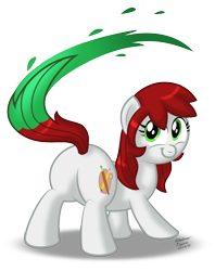 Size: 1024x1290 | Tagged: safe, artist:aleximusprime, oc, oc only, oc:palette swap, species:earth pony, species:pony, butt, cute, female, looking at you, looking back, looking back at you, mare, ocbetes, paintbrush, plot, simple background, smiling, solo, tail twirl, transparent background