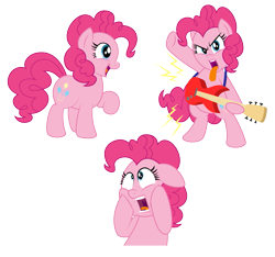 Size: 925x864 | Tagged: safe, artist:aleximusprime, artist:matthewrhumphreys, character:pinkie pie, species:pony, electric guitar, female, freakout, guitar, happy, musical instrument, remade, remake, remastered, screaming, solo, tongue out, vector