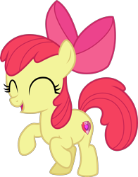 Size: 1838x2339 | Tagged: safe, artist:cloudyglow, artist:parclytaxel, edit, editor:slayerbvc, character:apple bloom, species:earth pony, species:pony, episode:the break up break down, .ai available, adorabloom, bow, cropped, cute, cutie mark, eyes closed, female, filly, hair bow, open mouth, simple background, solo, the cmc's cutie marks, transparent background, vector, vector edit