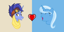Size: 1260x630 | Tagged: safe, artist:cloudyglow, artist:parclytaxel, edit, editor:anonshipper, character:hoo'far, character:trixie, species:pony, ship:trixfar, female, heart, male, shipping, shipping domino, straight