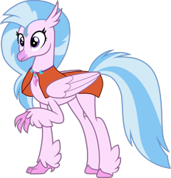 Size: 3000x3124 | Tagged: safe, artist:cloudyglow, edit, character:silverstream, species:hippogriff, aang, avatar silverstream, avatar the last airbender, clothing, cosplay, costume, female, older silverstream, raised claw, simple background, solo, transparent background, vector, vector edit