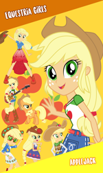 Size: 960x1600 | Tagged: safe, artist:cloudyglow, artist:fureox, artist:ilaria122, artist:sigmastarlight, artist:sugar-loop, artist:whalepornoz, character:applejack, species:earth pony, species:pony, eqg summertime shorts, equestria girls:equestria girls, equestria girls:forgotten friendship, equestria girls:sunset's backstage pass, g4, my little pony: equestria girls, my little pony:equestria girls, spoiler:eqg series (season 2), apple, applejack's hat, bass guitar, boots, clothing, cowboy hat, cute, cutie mark, denim skirt, dress, female, food, freckles, geode of super strength, guitar, hat, honesty, looking at you, magical geodes, mare, miniskirt, musical instrument, open mouth, ponied up, shoes, skirt, stetson, super ponied up, vector, wallpaper