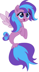 Size: 807x1500 | Tagged: safe, artist:cloudyglow, character:flitterheart, species:pegasus, species:pony, species:seapony (g4), g4, fin wings, fins, seaponified, species swap, wings