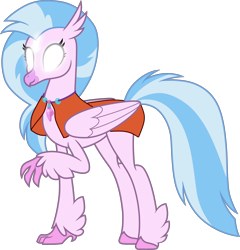 Size: 3000x3124 | Tagged: safe, artist:cloudyglow, edit, character:silverstream, species:hippogriff, aang, avatar silverstream, avatar state, avatar the last airbender, clothing, cosplay, costume, female, glowing eyes, older, older silverstream, raised claw, simple background, solo, transparent background, vector, vector edit