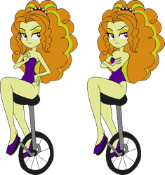 Size: 544x578 | Tagged: safe, artist:erichgrooms3, artist:selenaede, base used, character:adagio dazzle, my little pony:equestria girls, arms folded, bare arms, bare shoulders, clothing, cute, dagibetes, female, frown, headband, legs, leotard, sexy, shoes, simple background, sitting, solo, stupid sexy adagio dazzle, transparent background, unicycle, vector