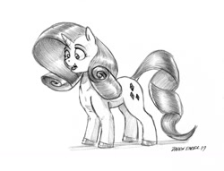 Size: 1300x991 | Tagged: safe, artist:baron engel, character:rarity, species:pony, species:unicorn, female, grayscale, mare, monochrome, pencil drawing, solo, traditional art