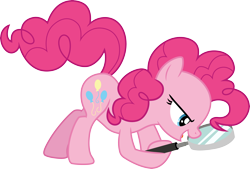 Size: 4430x3000 | Tagged: safe, artist:cloudyglow, character:pinkie pie, species:earth pony, species:pony, episode:the maud couple, g4, my little pony: friendship is magic, female, magnifying glass, mare, open mouth, simple background, solo, transparent background, vector