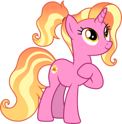 Size: 3000x3065 | Tagged: safe, artist:cloudyglow, artist:illumnious, character:luster dawn, species:pony, species:unicorn, episode:the last problem, g4, my little pony: friendship is magic, .ai available, cute, cutie mark, female, high res, lusterbetes, mare, raised hoof, smiling, solo, vector
