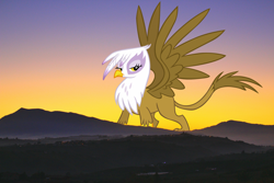 Size: 1800x1200 | Tagged: safe, artist:cloudyglow, character:gilda, species:griffon, species:pony, female, giantess, highrise ponies, irl, macro, mega giant, mega gilda, mountain, photo, ponies in real life
