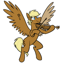 Size: 3200x3200 | Tagged: safe, artist:egophiliac, edit, editor:ciaran, oc, oc only, oc:sharp note, species:pegasus, species:pony, 2020 community collab, derpibooru community collaboration, bipedal, commission, cute, fiddle, hoof hold, music, musical instrument, simple background, smiling, solo, spread wings, transparent background, violin, wings