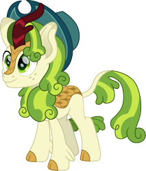 Size: 1195x1400 | Tagged: safe, artist:cloudyglow, character:pistachio, species:kirin, clothing, freckles, hat, kirin-ified, male, simple background, solo, species swap, transparent background