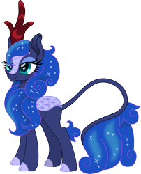 Size: 1132x1400 | Tagged: safe, artist:cloudyglow, character:princess luna, species:kirin, g4, cloven hooves, colored hooves, cute, digital art, female, hooves, kirin-ified, lunabetes, simple background, smiling, solo, species swap, three quarter view, transparent background