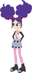 Size: 296x661 | Tagged: safe, artist:selenaede, artist:user15432, base used, species:human, my little pony:equestria girls, barely eqg related, boots, bracelet, clothing, crossover, ear piercing, earring, equestria girls style, equestria girls-ified, gem, hands behind back, high heel boots, jewelry, midriff, onyx, onyx (trollz), onyx von trollenberg, piercing, purple hair, shoes, tank top, troll, trollz