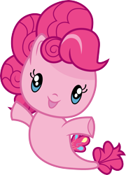 Size: 3000x4164 | Tagged: safe, artist:cloudyglow, character:pinkie pie, species:pony, species:seapony (g4), chibi, cute, cutie mark crew, diapinkes, female, high res, looking at you, seaponified, seapony pinkie pie, simple background, solo, species swap, toy, transparent background, vector