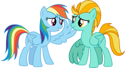 Size: 5499x3000 | Tagged: safe, artist:cloudyglow, character:lightning dust, character:rainbow dash, species:pegasus, species:pony, episode:wonderbolts academy, .ai available, duo, female, high res, looking at each other, mare, simple background, transparent background, vector, wings