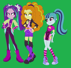 Size: 644x622 | Tagged: safe, artist:antopainter14, artist:chlaneyt, artist:selenaede, base used, character:adagio dazzle, character:aria blaze, character:sonata dusk, g4, my little pony: equestria girls, my little pony:equestria girls, spoiler:eqg series (season 2), boots, clothing, high heel boots, high heels, music festival outfit, shoes, sneakers, the dazzlings