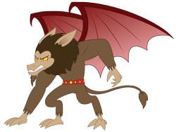 Size: 5000x3767 | Tagged: safe, artist:aleximusprime, character:scorpan, species:gargoyle, angry, bat wings, belt, bigger, flurry heart's story, gritted teeth, king scorpan, male, older scorpan, powered up, scary, simple background, solo, transparent background, wings