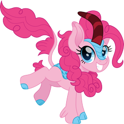 Size: 1496x1500 | Tagged: safe, artist:cloudyglow, character:pinkie pie, species:kirin, cute, diapinkes, female, kirin-ified, looking at you, simple background, smiling, smiling at you, solo, species swap, transparent background, weapons-grade cute