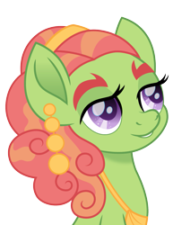 Size: 1159x1500 | Tagged: safe, artist:cloudyglow, character:tree hugger, species:earth pony, species:pony, alternate hairstyle, bust, ear piercing, earring, female, jewelry, lidded eyes, lover, mare, movie accurate, piercing, simple background, solo, taylor swift, transparent background