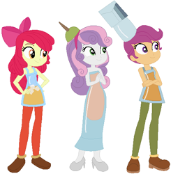 Size: 521x531 | Tagged: safe, artist:selenaede, artist:user15432, base used, character:apple bloom, character:scootaloo, character:sweetie belle, species:human, species:pegasus, species:pony, my little pony:equestria girls, alcohol, barely eqg related, clothing, crossover, cuphead, cutie mark crusaders, drink, high heels, ice, ice cube, olive, shoes, studio mdhr, the tipsy troop