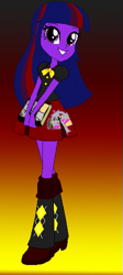 Size: 247x551 | Tagged: safe, artist:princessofdeadroses, artist:selenaede, base used, character:twilight sparkle, character:twilight sparkle (alicorn), species:alicorn, species:human, species:pony, my little pony:equestria girls, alternate cutie mark, alternate universe, anti-hero, anti-heroine, book, brutalight sparcake, clothing, elements of insanity, equestria girls style, equestria girls-ified, purple skin, shoes, smiling, smiling at you, tomboy, wild card