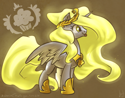 Size: 1000x780 | Tagged: safe, artist:atryl, character:derpy hooves, species:alicorn, species:pony, 30 minute art challenge, alicornified, derpicorn, female, muffin queen, princess, race swap, solo, xk-class end-of-the-world scenario