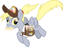 Size: 1280x959 | Tagged: safe, artist:cloudyglow, character:derpy hooves, species:pegasus, species:pony, episode:the last problem, g4, my little pony: friendship is magic, alternate hairstyle, bags under eyes, clothing, envelope, female, flying, future, hat, mailbag, mailmare, mailmare hat, mare, older, older derpy hooves, simple background, transparent background, vector