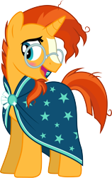 Size: 3001x4758 | Tagged: safe, artist:cloudyglow, edit, editor:slayerbvc, character:sunburst, species:pony, species:unicorn, blushing, clothing, glasses, male, open mouth, robe, simple background, sockless sunburst, solo, stallion, sunburst's glasses, sunburst's robe, transparent background, vector, vector edit