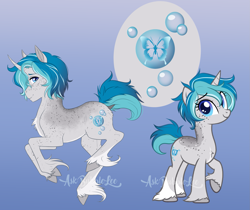 Size: 2207x1854 | Tagged: safe, artist:askbubblelee, oc, oc only, oc:bubble lee, species:pony, species:unicorn, body freckles, chest fluff, digital art, female, freckles, mare, reference sheet, smiling, solo, unshorn fetlocks