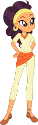 Size: 1066x3445 | Tagged: safe, artist:lhenao, artist:selenaede, base used, character:saffron masala, my little pony:equestria girls, bandana, clothing, ear piercing, earring, equestria girls-ified, female, flats, headband, jewelry, pants, piercing, shirt, shoes, simple background, solo, t-shirt, transparent background