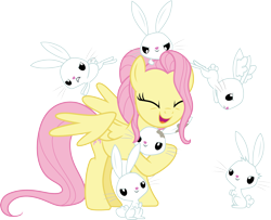 Size: 3698x3000 | Tagged: safe, artist:cloudyglow, character:fluttershy, species:pegasus, species:pony, species:rabbit, episode:the last problem, g4, my little pony: friendship is magic, .ai available, animal, older, older fluttershy, simple background, transparent background, vector