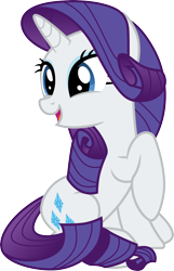 Size: 3000x4650 | Tagged: safe, artist:cloudyglow, character:rarity, species:pony, species:unicorn, episode:to where and back again, g4, my little pony: friendship is magic, .ai available, beautiful, blue eyes, cheerful, cute, cutie mark, female, hair flip, high res, mare, open mouth, raribetes, simple background, sitting, smiling, solo, transparent background, vector