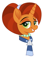 Size: 1159x1500 | Tagged: safe, artist:cloudyglow, character:stellar flare, species:pony, species:unicorn, bust, dreamworks face, female, headband, jewelry, looking at you, mare, movie accurate, necklace, simple background, smiling, smiling at you, solo, transparent background