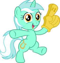 Size: 6673x7011 | Tagged: safe, artist:aleximusprime, artist:infinitoa, character:lyra heartstrings, absurd resolution, bipedal, chibi, female, foam finger, solo