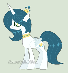 Size: 501x539 | Tagged: safe, artist:azura-spirit-soul, artist:selenaede, base used, character:queen chrysalis, species:alicorn, species:pony, alicornified, alternate hairstyle, alternate universe, choker, crown, female, gray background, jewelry, mare, ponified, purified chrysalis, race swap, redesign, regalia, simple background, solo, species swap, watermark