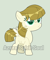 Size: 269x321 | Tagged: safe, artist:azura-spirit-soul, artist:selenaede, base used, character:zipporwhill, species:pegasus, species:pony, alternate hairstyle, alternate universe, blank flank, female, filly, freckles, gray background, missing accessory, missing cutie mark, raised hoof, redesign, simple background, solo, watermark