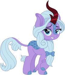 Size: 1296x1500 | Tagged: safe, artist:cloudyglow, character:fond feather, species:kirin, female, kirin-ified, lidded eyes, looking at you, raised hoof, simple background, smiling, smiling at you, solo, species swap, transparent background