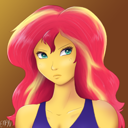 Size: 1000x1000 | Tagged: safe, artist:empyu, character:sunset shimmer, my little pony:equestria girls, bust, female, portrait, sketch, solo